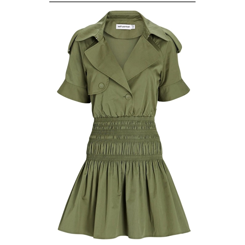 Self-Portrait Olive Green Mini Dress